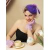 imageSWEETV Fascinators Pillbox Hats for Women Tea Party Hat and Short Lace Gloves Set Perfect for Kentucky Derby CocktailPurple