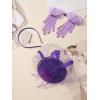 imageSWEETV Fascinators Pillbox Hats for Women Tea Party Hat and Short Lace Gloves Set Perfect for Kentucky Derby CocktailPurple
