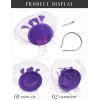 imageSWEETV Fascinators Pillbox Hats for Women Tea Party Hat and Short Lace Gloves Set Perfect for Kentucky Derby CocktailPurple