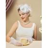 imageSWEETV Fascinators Pillbox Hats for Women Tea Party Hat and Short Lace Gloves Set Perfect for Kentucky Derby CocktailWhite
