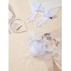 imageSWEETV Fascinators Pillbox Hats for Women Tea Party Hat and Short Lace Gloves Set Perfect for Kentucky Derby CocktailWhite