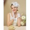imageSWEETV Fascinators Pillbox Hats for Women Tea Party Hat and Short Lace Gloves Set Perfect for Kentucky Derby CocktailWhite