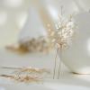 imageSWEETV Flower Beaded Wedding Hair Pins Rhinestone Bridal Hair Accessories decorative for Brides and BridesmaidPack of 3 SilverGold