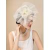 imageSWEETV Flower Fascinators Tea Party Hats for Women Formal Headwear for Kentucky Derby Cocktail Wedding Fancy Dress PartyBeige