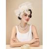 imageSWEETV Flower Fascinators Tea Party Hats for Women Formal Headwear for Kentucky Derby Cocktail Wedding Fancy Dress PartyBeige