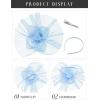 imageSWEETV Flower Fascinators Tea Party Hats for Women Formal Headwear for Kentucky Derby Cocktail Wedding Fancy Dress PartyLight Blue