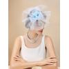 imageSWEETV Flower Fascinators Tea Party Hats for Women Formal Headwear for Kentucky Derby Cocktail Wedding Fancy Dress PartyLight Blue