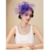 imageSWEETV Flower Fascinators Tea Party Hats for Women Formal Headwear for Kentucky Derby Cocktail Wedding Fancy Dress PartyPurple