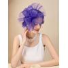 imageSWEETV Flower Fascinators Tea Party Hats for Women Formal Headwear for Kentucky Derby Cocktail Wedding Fancy Dress PartyPurple