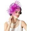 imageSWEETV Flower Fascinators Tea Party Hats for Women Formal Headwear for Kentucky Derby Cocktail Wedding Fancy Dress PartyRose Red