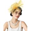 imageSWEETV Flower Fascinators Tea Party Hats for Women Formal Headwear for Kentucky Derby Cocktail Wedding Fancy Dress PartyYellow