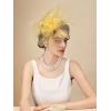 imageSWEETV Flower Fascinators Tea Party Hats for Women Formal Headwear for Kentucky Derby Cocktail Wedding Fancy Dress PartyYellow