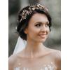 imageSWEETV Rose Gold Wedding Headband for Bride Floral Bridal Headband Rhinestone Headpiece Wedding Hair Accessories