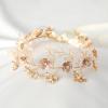 imageSWEETV Rose Gold Wedding Headband for Bride Floral Bridal Headband Rhinestone Headpiece Wedding Hair Accessories
