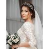 imageSWEETV Rose Gold Wedding Headband for Bride Floral Bridal Headband Rhinestone Headpiece Wedding Hair Accessories