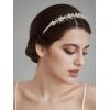 imageSWEETV Silver Bridal Headband Crystal Tiara for Women Pearl Wedding Headpieces for Bride Hair Accessories for Prom Birthday PartySilver