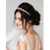 imageSWEETV Silver Bridal Headband Crystal Tiara for Women Pearl Wedding Headpieces for Bride Hair Accessories for Prom Birthday PartySilver