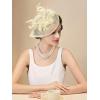 imageSWEETV Tea Party Hats Fascinators for Women Fascinators Hats for Kentucky Derby Cocktail Wedding Fancy Dress PartyBeige