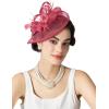 imageSWEETV Tea Party Hats Fascinators for Women Fascinators Hats for Kentucky Derby Cocktail Wedding Fancy Dress PartyCoral