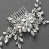 imageSWEETV Wedding Hair Comb Pearl Bride Hair Pins Flower Hair Piece Rhinestone Bridal Hair Accessories for Women and GirlsSliver01