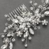 imageSWEETV Wedding Hair Comb Pearl Bride Hair Pins Flower Hair Piece Rhinestone Bridal Hair Accessories for Women and GirlsSliver02