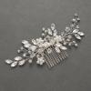 imageSWEETV Wedding Hair Comb Pearl Bride Hair Pins Flower Hair Piece Rhinestone Bridal Hair Accessories for Women and GirlsSliver03