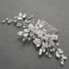 imageSWEETV Wedding Hair Comb Pearl Bride Hair Pins Flower Hair Piece Rhinestone Bridal Hair Accessories for Women and GirlsSliver03