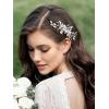 imageSWEETV Wedding Hair Comb Pearl Bride Hair Pins Flower Hair Piece Rhinestone Bridal Hair Accessories for Women and GirlsSliver03