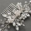 imageSWEETV Wedding Hair Comb Pearl Bride Hair Pins Flower Hair Piece Rhinestone Bridal Hair Accessories for Women and GirlsSliver03