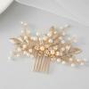 imageSWEETV Bridal Hair Comb Bendable Pearl Crystal Hair Accessory Leaf Hair Piece Vintage Wedding Hair Accessories for Brides Bridesmaids Women GirlsGold01
