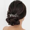 imageSWEETV Crystal Bridal Hair Clips 2pcs Handmade Rhinestone Bridal Hair Pins Set for Women Girls Bridesmaids Wedding Hair AccessoriesSliver