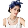 imageSWEETV Fascinators Headband with Feather Womens Tea Party Hat for Kentucky Derby Cocktail Wedding Fancy Dress PartyBlue