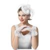 imageSWEETV Fascinators Pillbox Hats for Women Tea Party Hat and Short Lace Gloves Set Perfect for Kentucky Derby CocktailWhite