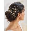 imageSWEETV Flower Beaded Wedding Hair Pins Rhinestone Bridal Hair Accessories decorative for Brides and BridesmaidPack of 3 SilverGold