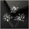 imageSWEETV Flower Beaded Wedding Hair Pins Rhinestone Bridal Hair Accessories decorative for Brides and BridesmaidPack of 3 SilverSilver