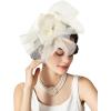 imageSWEETV Flower Fascinators Tea Party Hats for Women Formal Headwear for Kentucky Derby Cocktail Wedding Fancy Dress PartyBeige