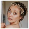 imageSWEETV Rose Gold Wedding Headband for Bride Floral Bridal Headband Rhinestone Headpiece Wedding Hair Accessories