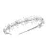 imageSWEETV Silver Bridal Headband Crystal Tiara for Women Pearl Wedding Headpieces for Bride Hair Accessories for Prom Birthday PartySilver