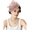 imageSWEETV Tea Party Hats Fascinators for Women Fascinators Hats for Kentucky Derby Cocktail Wedding Fancy Dress PartyDusty Pink