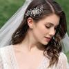 imageSWEETV Wedding Hair Comb Pearl Bride Hair Pins Flower Hair Piece Rhinestone Bridal Hair Accessories for Women and GirlsSliver02