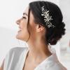 imageSWEETV Wedding Hair Comb Pearl Bride Hair Pins Flower Hair Piece Rhinestone Bridal Hair Accessories for Women and GirlsSliver03