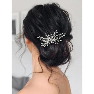 imageSWEETV Bride Silver Wedding Comb with Crystal Rhinestone Bridal Sparkly Gem Piece for Women and GirlsSliver01