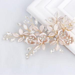 imageSWEETV Comb Handmade Wedding Hair Accessory with Rhinestones Silver for Brides and Bridesmaids Bridal Hair Pieces Wedding Headpiece1Light Rose Gold