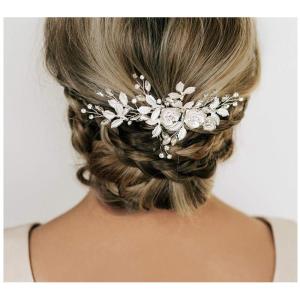 imageSWEETV Comb Handmade Wedding Hair Accessory with Rhinestones Silver for Brides and Bridesmaids Bridal Hair Pieces Wedding HeadpieceSilver
