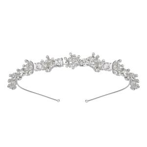 imageSWEETV Crystal Wedding Headband Silver Bridal Headpiece Jewelry Band Rhinestone Hairpiece Women Hair Accessories for Brides