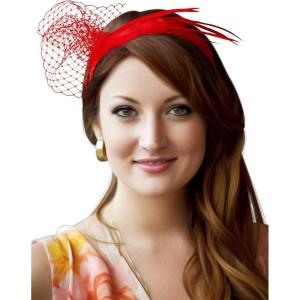 imageSWEETV Fascinators for Women Tea Party Womens Fascinators for Kentucky Derby PartyChurch Cocktail1920s GatsbyRed
