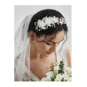 imageSWEETV Flower Wedding Headpieces for Bride Rhinestone Bridal Headband handmade bride hair vine wedding hair piece for bride hair accessories for Women and Girls SilverSilver 2