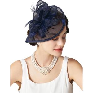 imageSWEETV Tea Party Hats Fascinators for Women Fascinators Hats for Kentucky Derby Cocktail Wedding Fancy Dress PartyNavy Blue