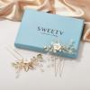 imageSWEETV 2Pcs Bridal Hair AccessoriesSilver Wedding Hair Pins Pieces With White Flowers for Brides1Gold