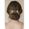 imageSWEETV 2Pcs Bridal Hair AccessoriesSilver Wedding Hair Pins Pieces With White Flowers for Brides1Gold